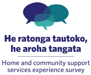 Home and community support services experience survey logo in blue
