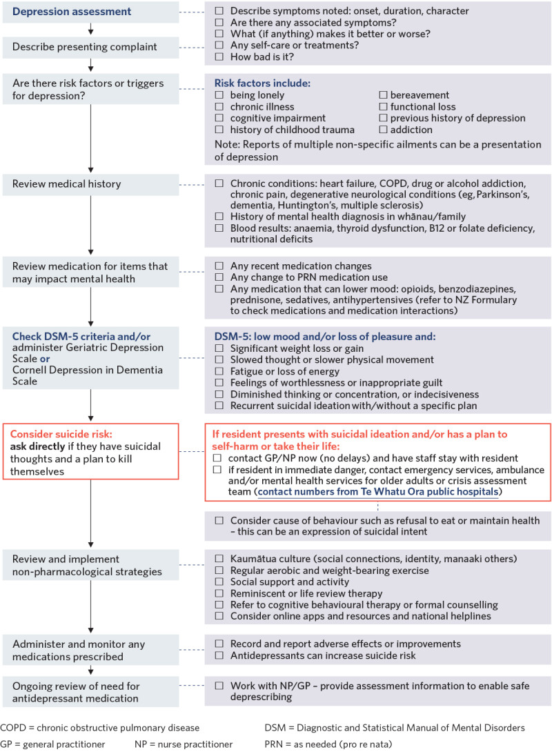 Decision support flow diagram for the assessment of depression. 