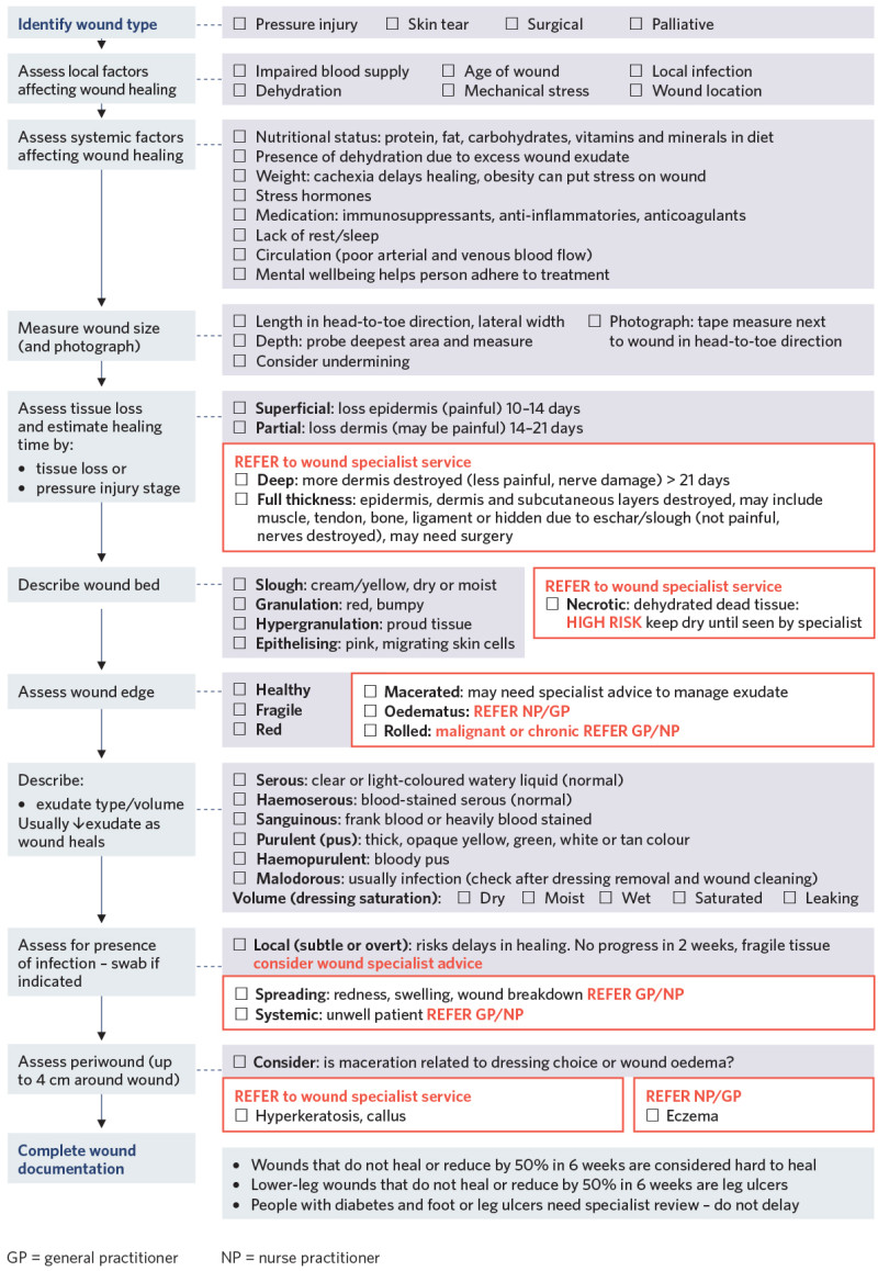 Decision support flow diagram to support identification of wound type. 