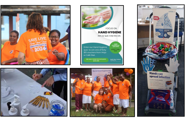 A collage of photos of people celebrating World Hand Hygiene Day