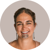 Head and shoulders image of Te Paea Bradshaw a Māori woman with moko kauae